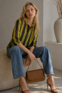 Πράσινο μήλο striped relaxed πουκάμισο