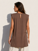 EIGHTY2 Καφέ shoulder pad lyocell μπλούζα