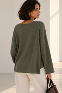 Χακί V-neck soft touch μπλούζα