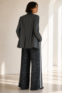 Ανθρακί animal print wide leg παντελόνα