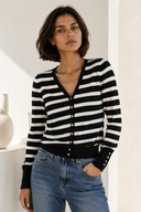 Μαύρη striped knit cardigan