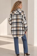 FIGARO Εκρού oversized checked πανωφόρι