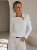 Off White draped brooch top