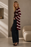 Bordeaux cream striped knit ζακέτα