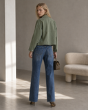 Χακί cropped denim jacket