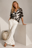 Καφέ abstract print oversized πουκάμισο