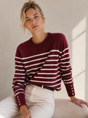 Μπορντό striped button knit sweater
