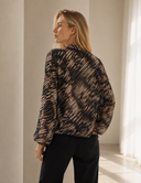 Μαύρο metallic abstract print πουκάμισο