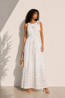 Λευκό embroidered metallic φόρεμα
