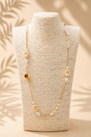 Λευκό beaded shell detail necklace