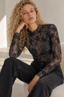 Ανθρακί floral mesh μπλούζα