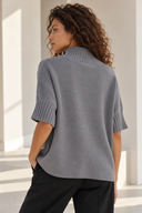 Γκρί oversized knit μπλούζα