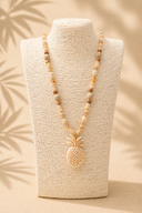 Μπεζ beaded pineapple pendant necklace