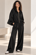 Μαύρο satin σετ με crop ζακέτα