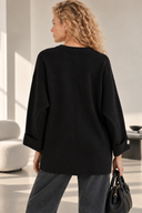Μαύρη oversized πλεκτή μπλούζα