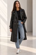 Μαύρη δερματίνη trench coat