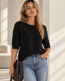 Μαύρη Heart Knit Μπλούζα