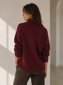 Μπορντό button detail turtleneck sweater