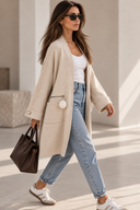 Cream longline ζακέτα