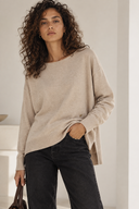 Μπεζ soft touch oversized μπλούζα