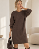 Καφέ cable knit φόρεμα