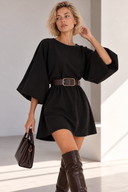 Μαύρο oversized balloon sleeve φόρεμα