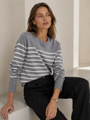 Γκρί striped button knit sweater