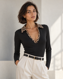 Μαύρο leopard collar κορμάκι