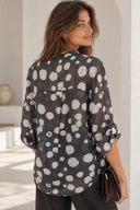 Γκρι abstract print sheer shirt