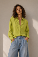Lime ασύμμετρο oversized πουκάμισο