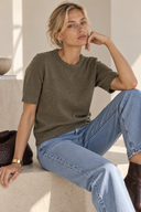 Λαδί fine knit μπλούζα με μεταλιζέ κλωστή