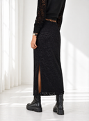 FIGARO μαύρη δαντελένια leopard waist φούστα