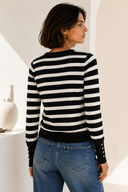 Μαύρη striped knit cardigan