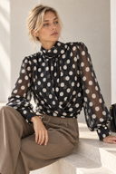 FIGARO Μαύρη Polka Dot crop μπλούζα