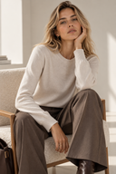 Μπεζ basic knit πουλόβερ