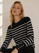 Μαύρη striped button knit sweater