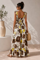 Κίτρινο lemon floral maxi φόρεμα