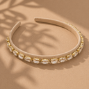 Μπεζ embellished headband με πέτρες και στρας