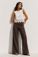 FIGARO Καφέ wide leg τζιν παντελόνι