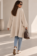 Cream longline ζακέτα