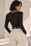 Μαύρο leopard collar κορμάκι