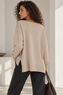 Μπεζ soft touch oversized μπλούζα