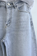 Ανοιχτό μπλε balloon fit denim jeans με στρας