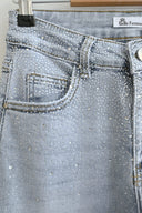 Ανοιχτό μπλε balloon fit denim jeans με στρας