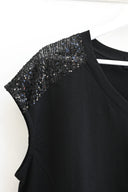 Figaro Μαύρο sequin shoulder t-shirt