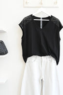 Figaro Μαύρο sequin shoulder t-shirt