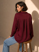 Bordeaux ασύμμετρο oversized πουκάμισο