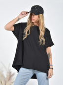 Μαύρο oversized ασύμμετρο t-shirt