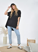 Μαύρο oversized ασύμμετρο t-shirt