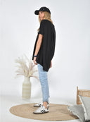 Μαύρο oversized ασύμμετρο t-shirt